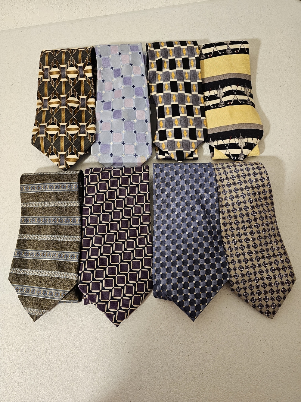 Men's Patterned Necktie Set - Purple, Blue, Yellow, Brown